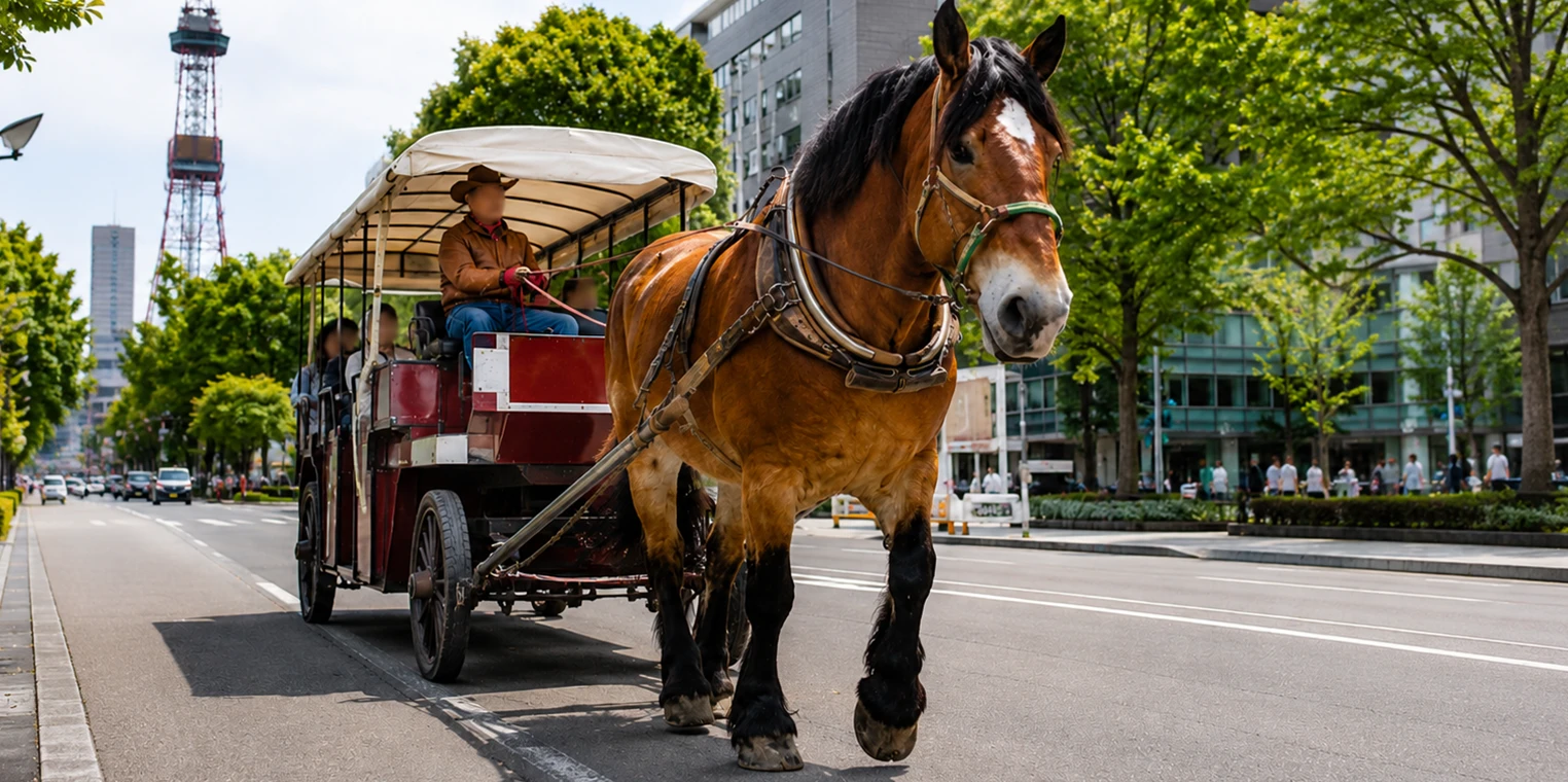 元ばんえい競馬の競走馬だいちゃんが引く札幌まちばしゃ（イメージ）
